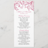 Damask Wedding Program Honeysuckle Pink Programmakaart (Voorkant)