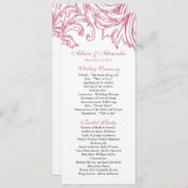 Damask Wedding Program Honeysuckle Pink Programmakaart (Voorkant / Achterkant)
