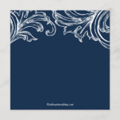 Damask Wedding Program Navy Blue & White Programmakaart (Achterkant)