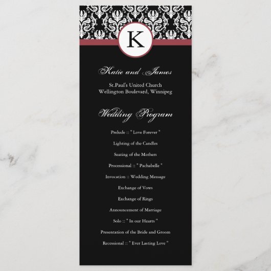 Damask Wedding Program Programmakaart (Voorkant)