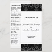 Damask Wedding Program - Zwart-wit bruiloft Programmakaart (Voorkant / Achterkant)