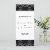 Damask Wedding Program - Zwart-wit bruiloft Programmakaart (Staand voorkant)