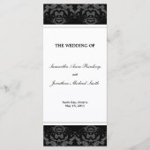 Damask Wedding Program - Zwart-wit bruiloft Programmakaart (Voorkant)