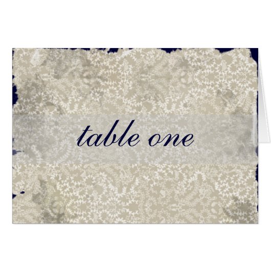 Damask Wedding Reception Table Kaarten, Navy Blue (Voorkant Horizontaal)