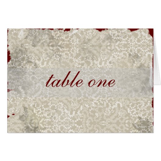 Damask Wedding Reception Table Kaarten, Red (Voorkant Horizontaal)