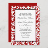 Damask Wedding Red en Black Swirl Kaart (Voorkant / Achterkant)