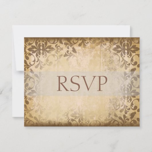 Damask Wedding RSVP-kaarten of Reply Cards RSVP Kaartje (Voorkant)