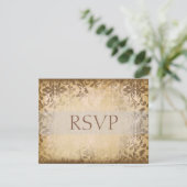 Damask Wedding RSVP-kaarten of Reply Cards RSVP Kaartje (Staand voorkant)