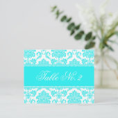 Damask Wedding Table Number Briefkaart (Staand voorkant)