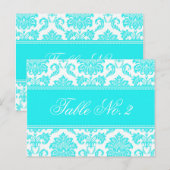 Damask Wedding Table Number Briefkaart (Voorkant / Achterkant)