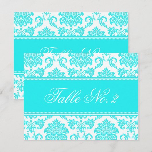 Damask Wedding Table Number Briefkaart (Voorkant / Achterkant)
