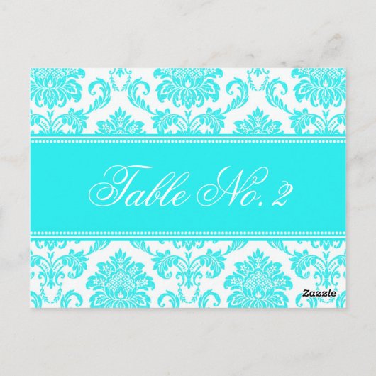 Damask Wedding Table Number Briefkaart (Achterkant)