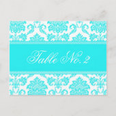 Damask Wedding Table Number Briefkaart (Voorkant)