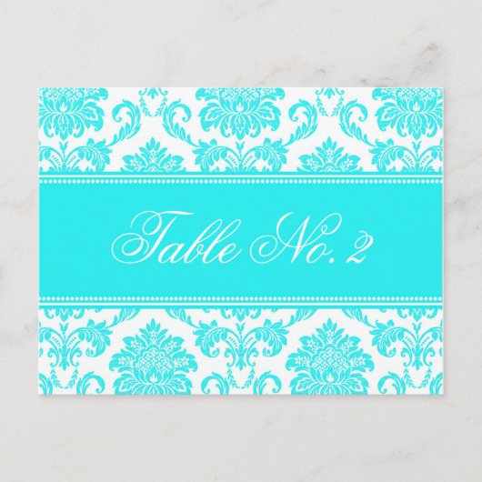 Damask Wedding Table Number Briefkaart (Voorkant)