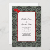 Damask Wedding-uitnodigingen met Red Trim Self Hos Kaart (Voorkant / Achterkant)