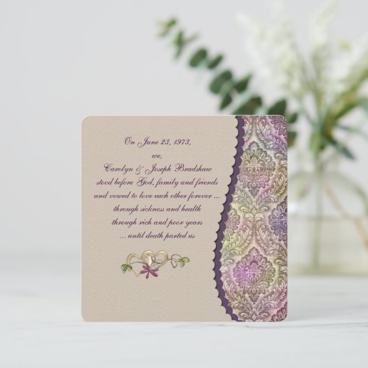 Damask Wedding Vow Renewal Kaart (Staand voorkant)