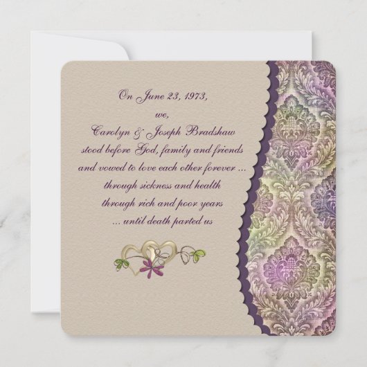 Damask Wedding Vow Renewal Kaart (Voorkant)