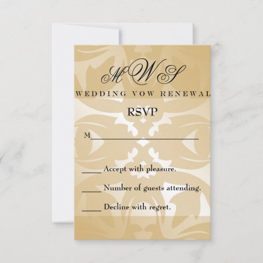 Damask Wedding Vow Renewal RSVP-kaart RSVP Kaartje (Voorkant)