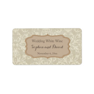  Damask Wedding Wine Favoriet Etiket