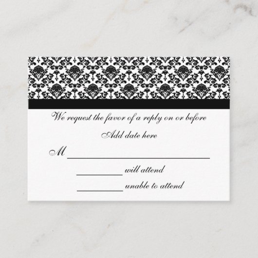 Damask White and Black Response Kaart (Voorkant)