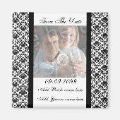 Damask White Bewaar de datum foto magneet (Voorkant)