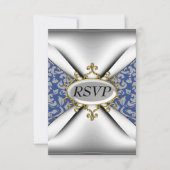 Damask White Birthday Party Celebration RSVP (Voorkant)