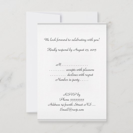 Damask White Birthday Party Celebration RSVP (Achterkant)