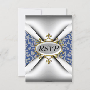 Damask White Birthday Party Celebration RSVP