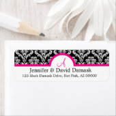 Damask White Black Return Address Labels (Insitu)
