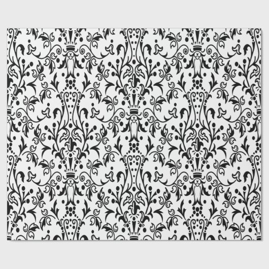 Damask White en Black Cadeaupapier (Vlak)