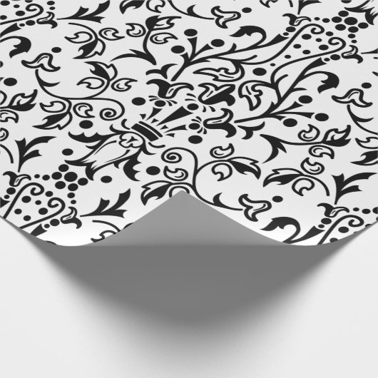 Damask White en Black Cadeaupapier (Hoek)