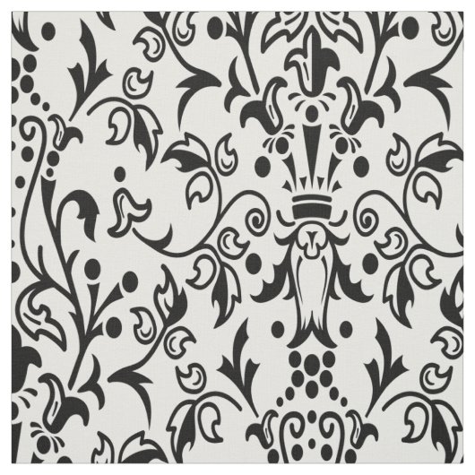Damask White en Black Stof (Swatch)
