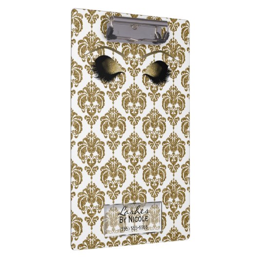 Damask White Gold Makeup Eyes Lashes Personalized Klembord (Rechts)