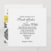 Damask white linen & canary yellow Wedding Invite Kaart (Voorkant / Achterkant)