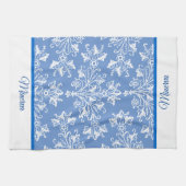 Damask White met Editable Border Theedoek (Horizontaal)