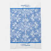 Damask White met Editable Border Theedoek (Verticaal)