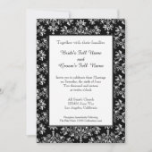 Damask White op Black Editable Wedding Invitation Kaart (Voorkant)