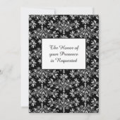 Damask White op Black Editable Wedding Invitation Kaart (Achterkant)