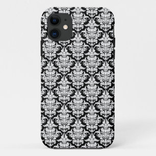 Damask - White op Black iPhone Case