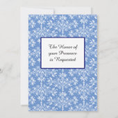 Damask White op Cornflower Blue Editable Wedding Kaart (Achterkant)