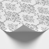 Damask White Royal Gray Silver Glitter Cadeaupapier (Hoek)