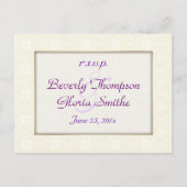 Damask White Wedding RSVP Uitnodiging Briefkaart (Voorkant)