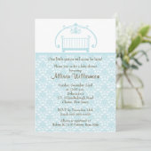 Damask Wieg Baby Baby shower Invitation Kaart (Staand voorkant)