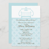 Damask Wieg Baby Baby shower Invitation Kaart (Voorkant / Achterkant)