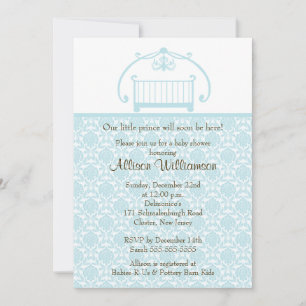 Damask Wieg Baby Baby shower Invitation Kaart