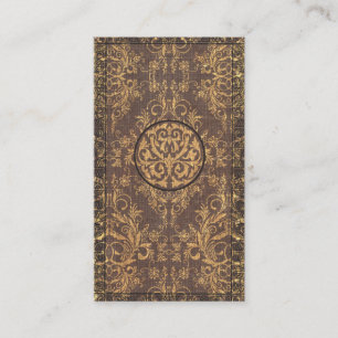 Damask Wildbloemen, BOEK HOESJE in BROWN en GOLD Visitekaartje