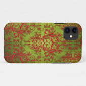 Damask Wildbloemen, Electra in Chartreuse en Red Case-Mate iPhone Case (Achterkant (horizontaal))