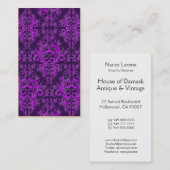 Damask Wildbloemen, gegaufreerd metaal in Paars Visitekaartje (Voorkant / Achterkant)