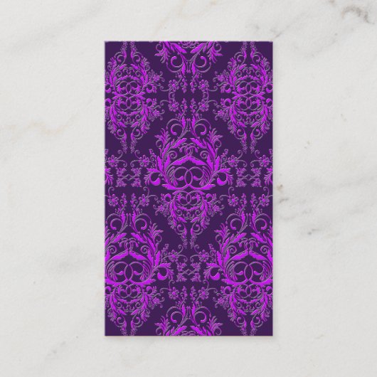 Damask Wildbloemen, gegaufreerd metaal in Paars Visitekaartje (Voorkant)