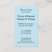 Damask Wildbloemen, MADAM VALESKA in BLUE Visitekaartje (Achterkant)